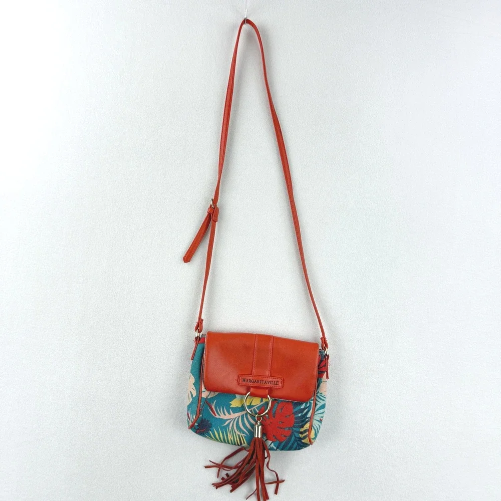 MARGARITAVILLE Crossbody Bag Tropical Fringe Purse Womens Beach Style - Picture 2 of 9